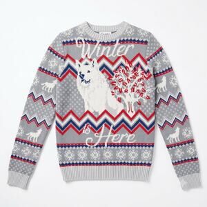 Game Of Thrones Direwolf Holiday Knit Sweater Gray Ugly Christmas Womens Small